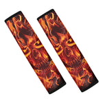 Flaming Evil Skull Print Car Seat Belt Covers