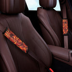 Flaming Evil Skull Print Car Seat Belt Covers