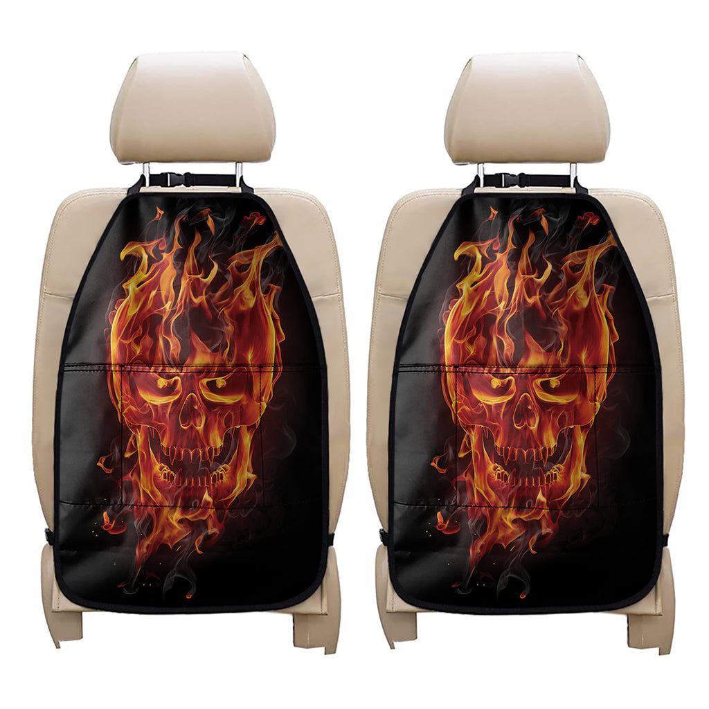 Flaming Evil Skull Print Car Seat Organizers