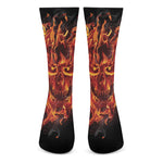 Flaming Evil Skull Print Crew Socks