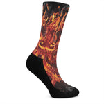 Flaming Evil Skull Print Crew Socks