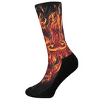 Flaming Evil Skull Print Crew Socks