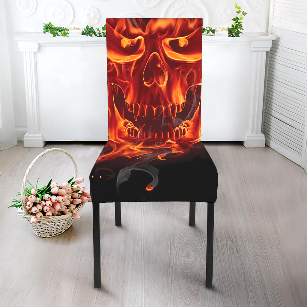 Flaming Evil Skull Print Dining Chair Slipcover