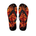 Flaming Evil Skull Print Flip Flops
