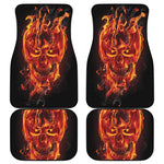 Flaming Evil Skull Print Front and Back Car Floor Mats