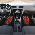 Flaming Evil Skull Print Front and Back Car Floor Mats
