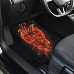 Flaming Evil Skull Print Front and Back Car Floor Mats