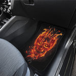 Flaming Evil Skull Print Front and Back Car Floor Mats