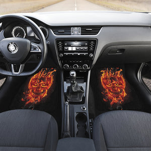 Flaming Evil Skull Print Front Car Floor Mats