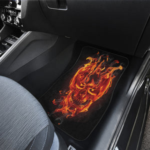 Flaming Evil Skull Print Front Car Floor Mats