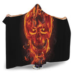 Flaming Evil Skull Print Hooded Blanket