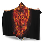 Flaming Evil Skull Print Hooded Blanket