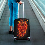 Flaming Evil Skull Print Luggage Cover
