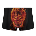 Flaming Evil Skull Print Men's Boxer Briefs