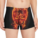Flaming Evil Skull Print Men's Boxer Briefs