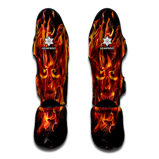 Flaming Evil Skull Print Muay Thai Shin Guard