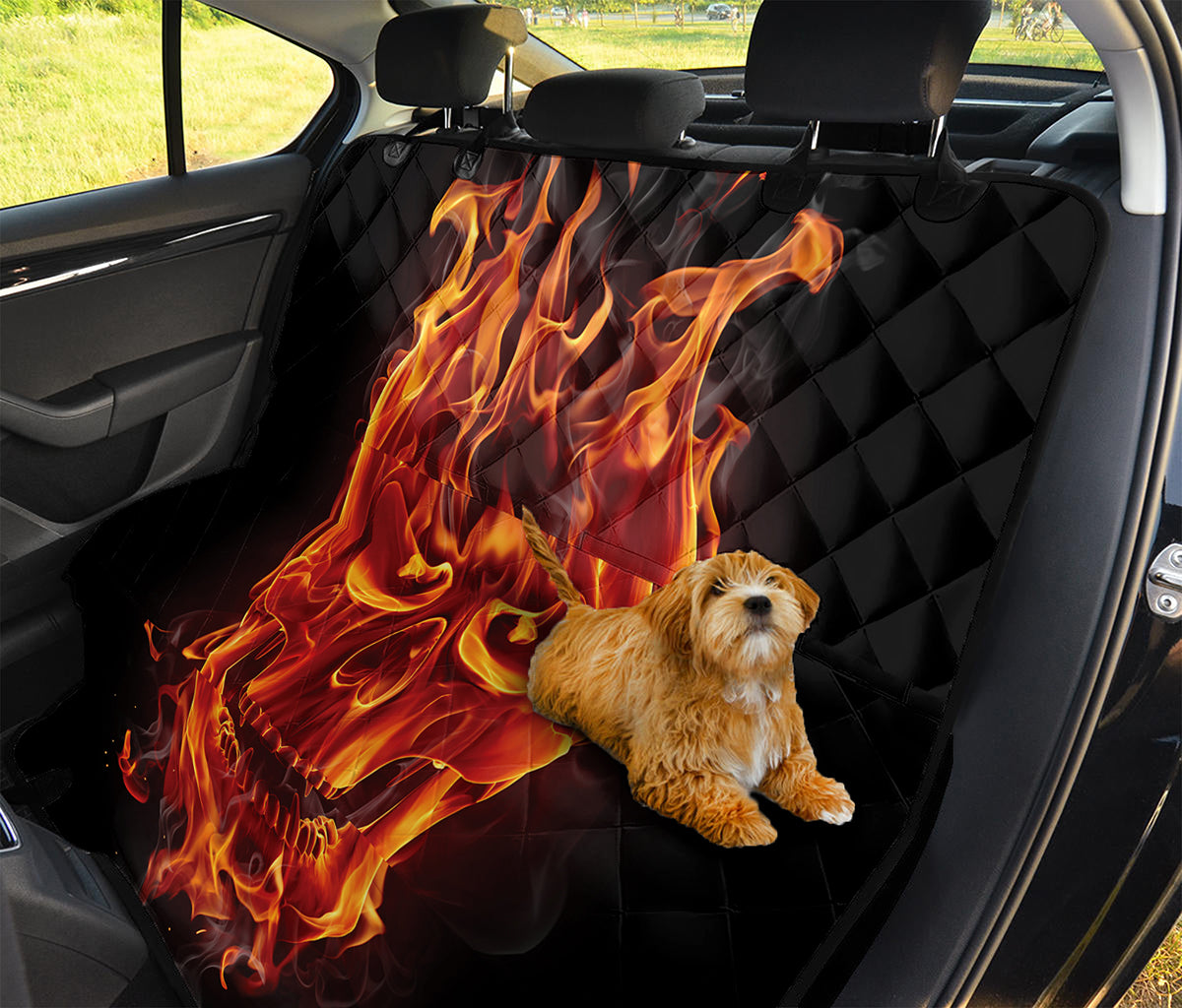 Flaming Evil Skull Print Pet Car Back Seat Cover
