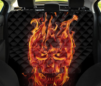 Flaming Evil Skull Print Pet Car Back Seat Cover