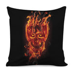 Flaming Evil Skull Print Pillow Cover