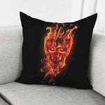 Flaming Evil Skull Print Pillow Cover