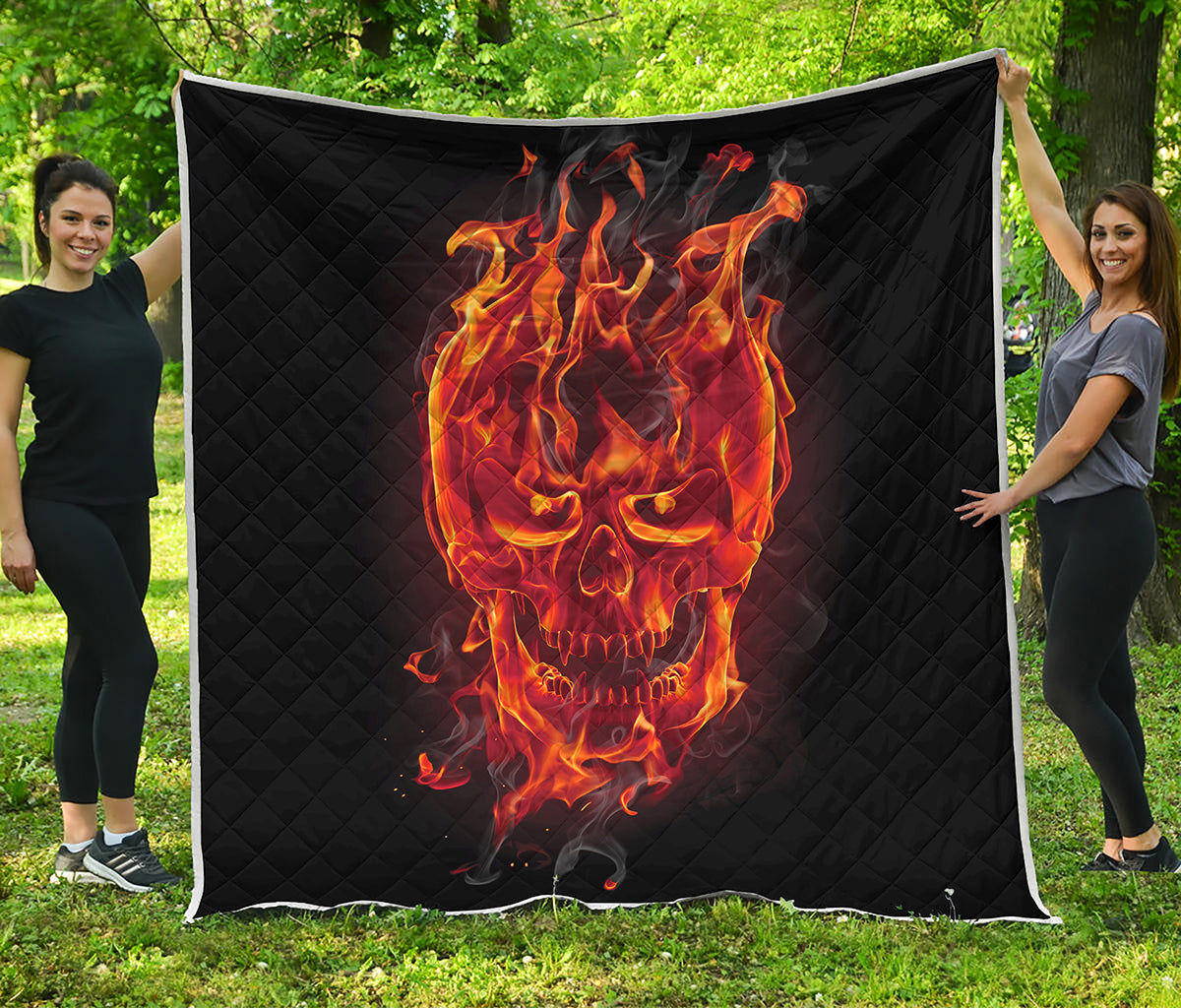 Flaming Evil Skull Print Quilt