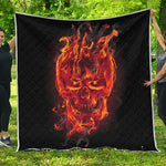 Flaming Evil Skull Print Quilt