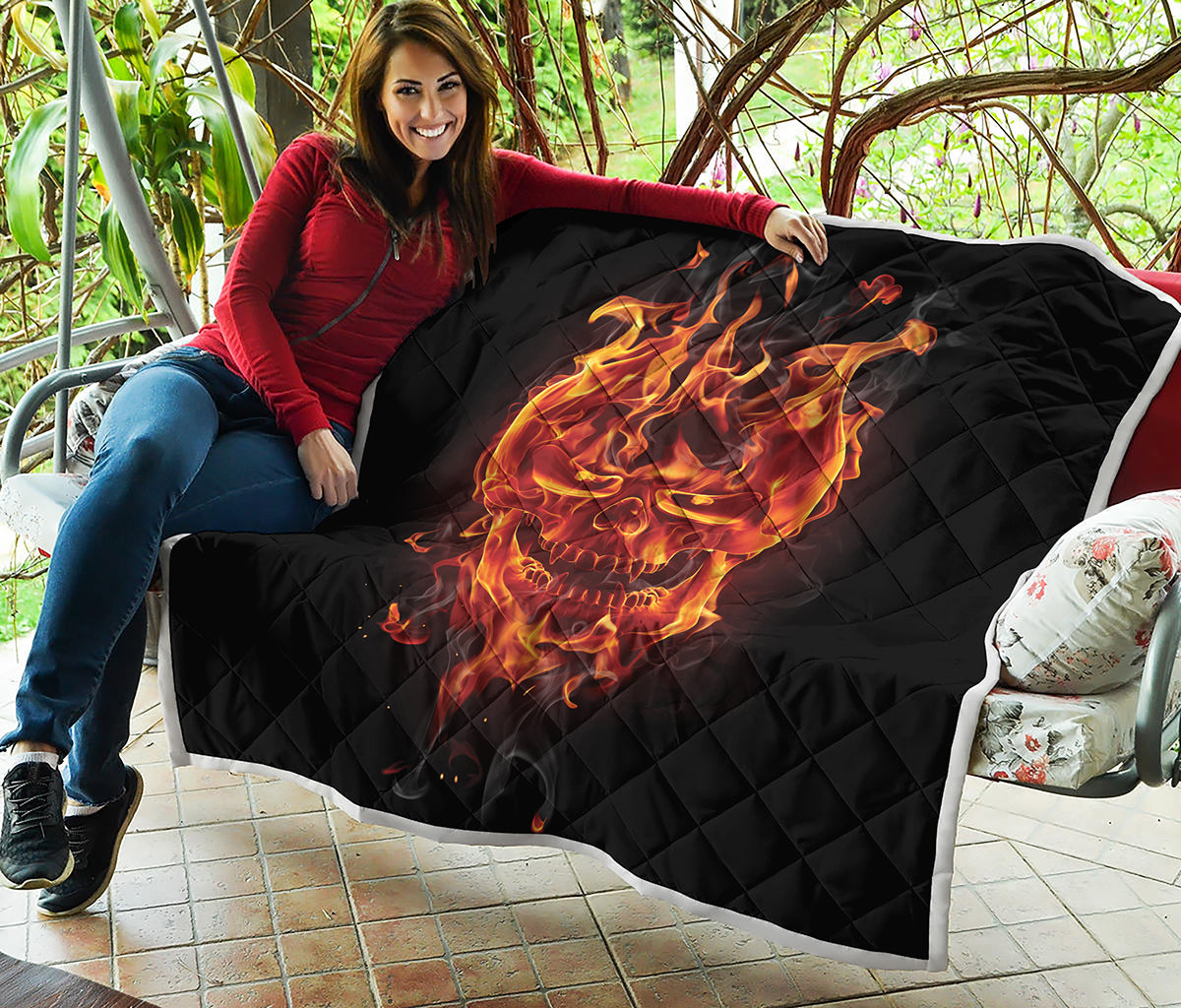 Flaming Evil Skull Print Quilt