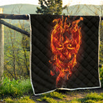 Flaming Evil Skull Print Quilt