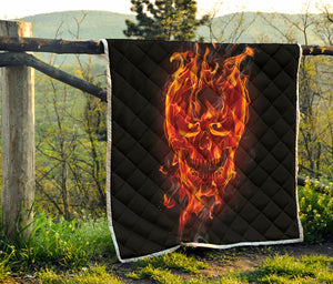 Flaming Evil Skull Print Quilt