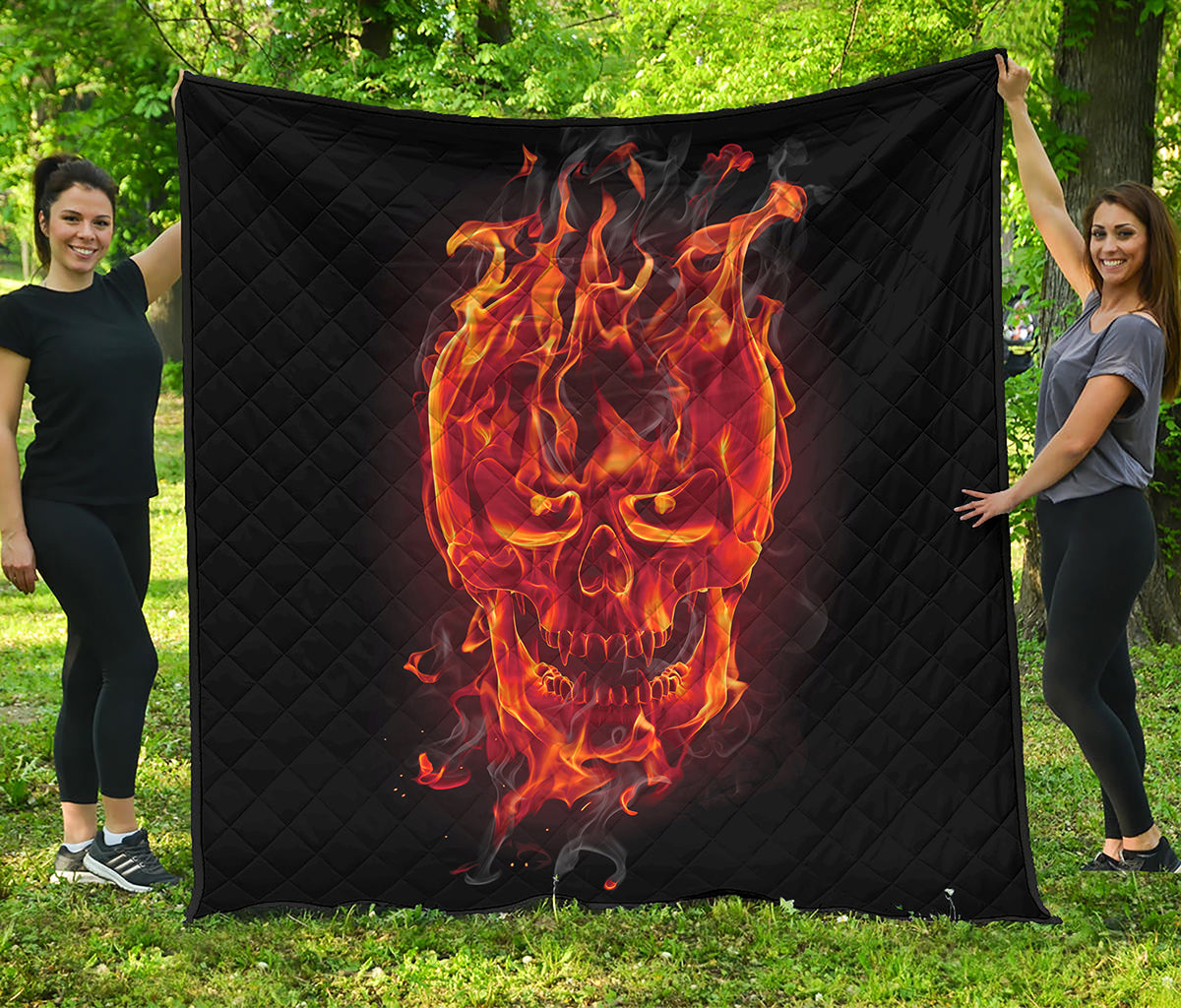 Flaming Evil Skull Print Quilt