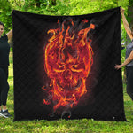 Flaming Evil Skull Print Quilt