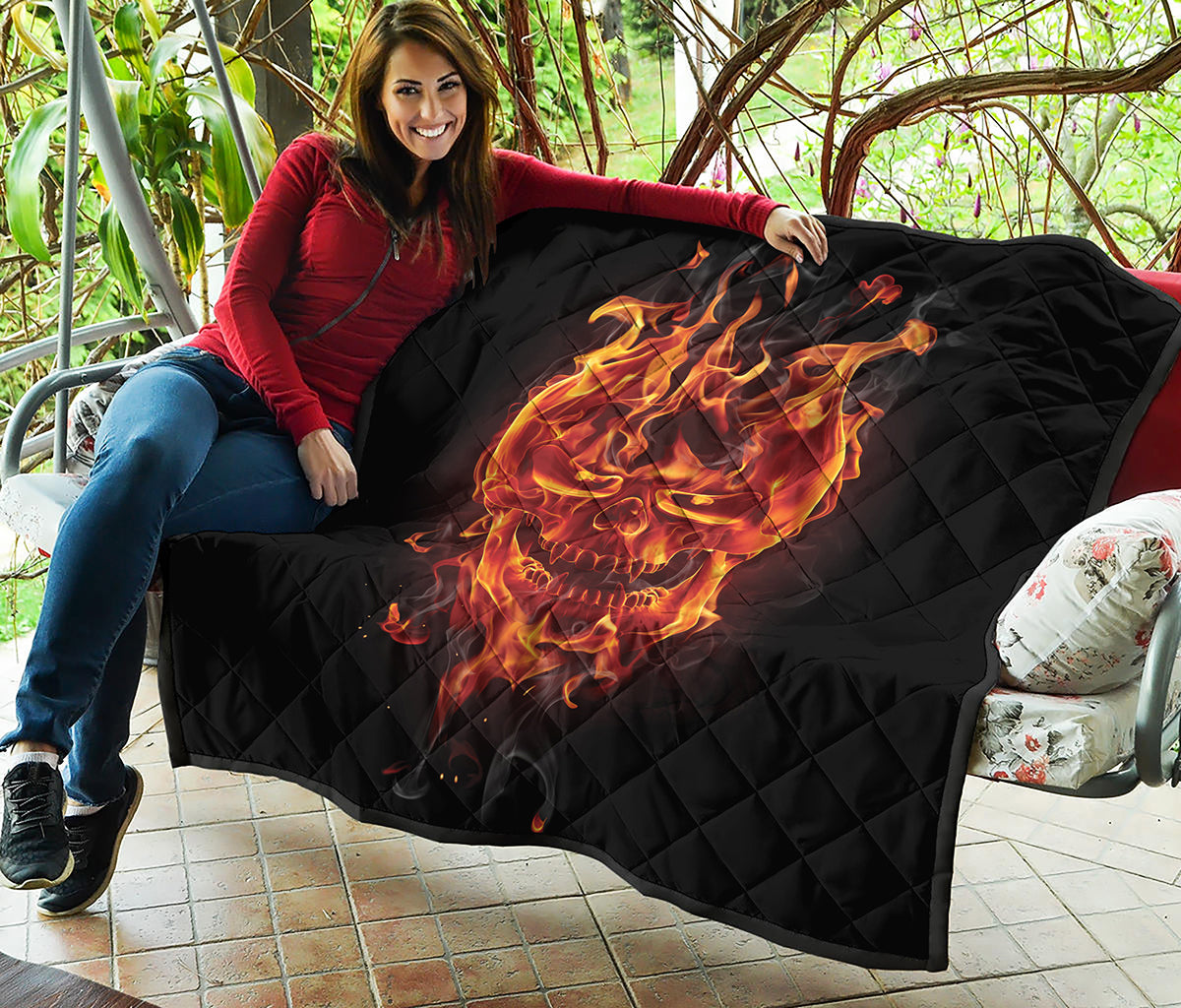 Flaming Evil Skull Print Quilt