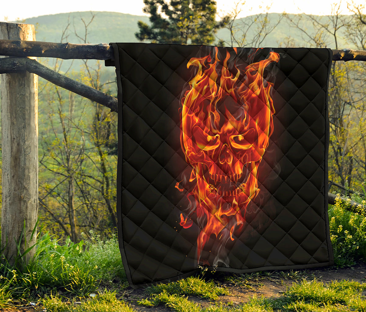 Flaming Evil Skull Print Quilt