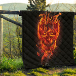 Flaming Evil Skull Print Quilt