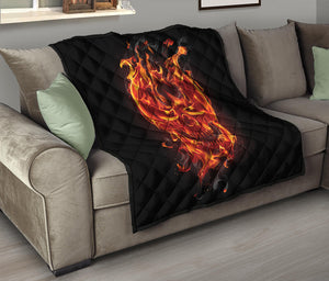 Flaming Evil Skull Print Quilt