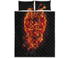 Flaming Evil Skull Print Quilt Bed Set