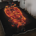 Flaming Evil Skull Print Quilt Bed Set