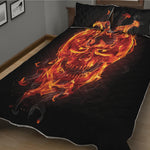 Flaming Evil Skull Print Quilt Bed Set