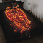 Flaming Evil Skull Print Quilt Bed Set