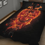 Flaming Evil Skull Print Quilt Bed Set
