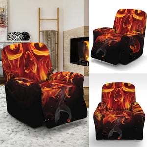 Flaming Evil Skull Print Recliner Slipcover