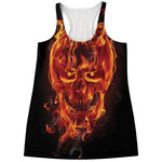 Flaming Evil Skull Print Women's Racerback Tank Top