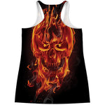 Flaming Evil Skull Print Women's Racerback Tank Top