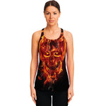 Flaming Evil Skull Print Women's Racerback Tank Top