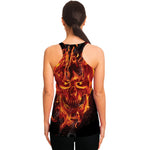 Flaming Evil Skull Print Women's Racerback Tank Top