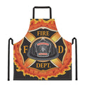 Flaming Firefighter Emblem Print Apron