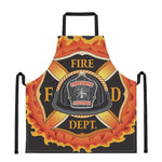 Flaming Firefighter Emblem Print Apron