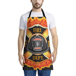 Flaming Firefighter Emblem Print Apron