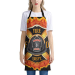 Flaming Firefighter Emblem Print Apron