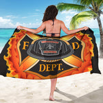 Flaming Firefighter Emblem Print Beach Sarong Wrap